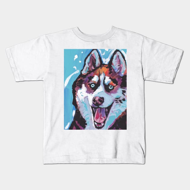 Siberian Husky Bright colorful pop dog art Kids T-Shirt by bentnotbroken11